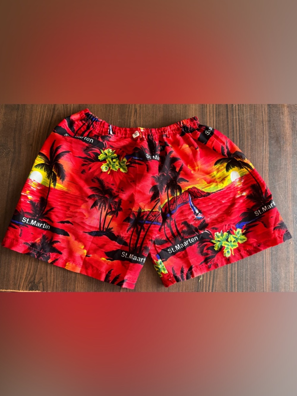 Toddler Boys Red Hawaiian Print Swim Shorts - St. Maarten